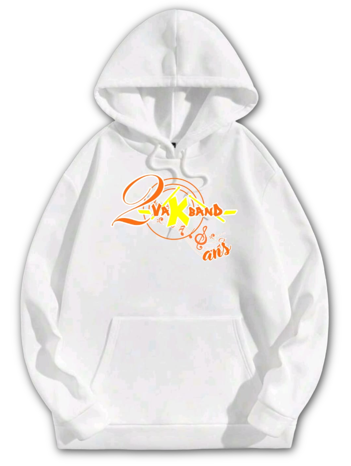 Sweat-shirt avec Capuche blanc - VKB 20's orange et jaune fluo